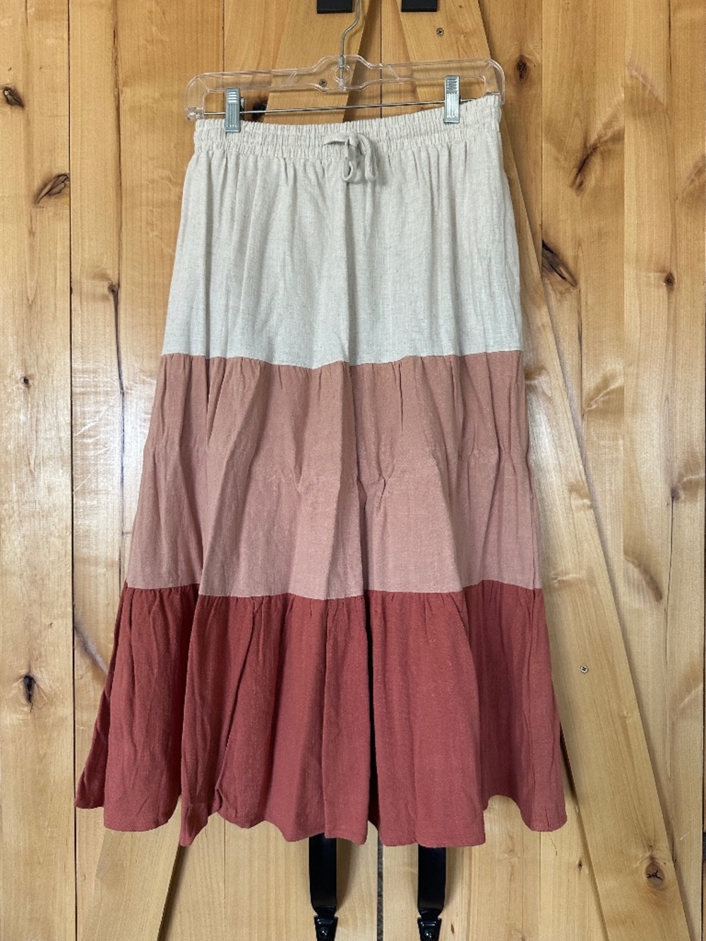 Colorblock boho midi skirt